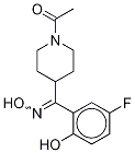 (E)-1-Acetyl-α-(5-fluoro-2-hydroxyphenyl)-N-hydroxy-4-piperidinemethanimine 化学構造式