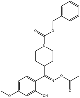 (E)-2-(5-Methoxy)phenol 4-(N-Benzyloxycarbonyl)piperidinyl-methanone O-Acetyl Oxime 结构式