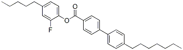 4'-ヘプチル-1,1'-ビフェニル-4-カルボン酸2-フルオロ-4-ペンチルフェニル 化学構造式