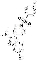 4-(4-クロロフェニル)-N,N-ジメチル-1-[(4-メチルフェニル)スルホニル]-4-ピペリジンカルボアミド 化学構造式