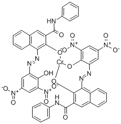 Chromate (1-), bis(3-hydroxy-4-((2-hydroxy-3,5-dinitrophenyl)azo)-N-phenyl-2-naphthalenecarboxamidato(2-)), hydrogen Structure