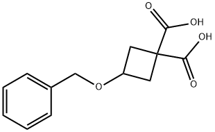 3-ベンジルオキシシクロブタン-1,1-二カルボン酸 化学構造式