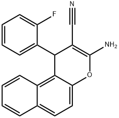 1H-Naphtho[1,2-b]pyran-2-carbonitrile, 3-amino-1-(2-fluorophenyl)- 化学構造式