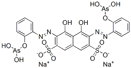 disodium 3,6-bis[[2-[(dihydroxyarsino)oxy]phenyl]azo]-4,5-dihydroxynaphthalene-2,7-disulphonate 结构式