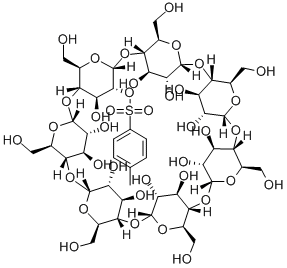 モノ-2-O-(p-トルエンスルホニル)-β-シクロデキストリン 化学構造式