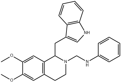 N-[[1-(1H-indol-3-ylmethyl)-6,7-dimethoxy-3,4-dihydro-1H-isoquinolin-2 -yl]methyl]aniline 结构式