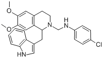 2(1H)-Isoquinolinemethanamine, 3,4-dihydro-N-(4-chlorophenyl)-6,7-dime thoxy-1-(1H-indol-3-ylmethyl)- 结构式