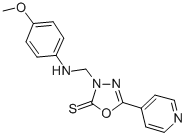 1,3,4-Oxadiazole-2(3H)-thione, 3-(((4-methoxyphenyl)amino)methyl)-5-(4 -pyridinyl)- 结构式