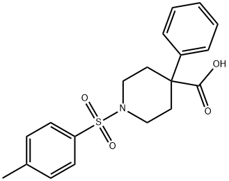 4-phenyl-1-(p-tolylsulphonyl)piperidine-4-carboxylic acid  Struktur
