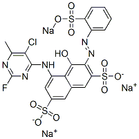 5-(5-Chloro-2-fluoro-6-methylpyrimidin-4-ylamino)-4-hydroxy-3-(o-sodiosulfophenylazo)-2,7-naphthalenedisulfonic acid disodium salt 结构式