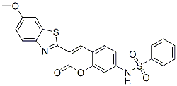 N-[3-(6-methoxy-2-benzothiazolyl)-2-oxo-2H-1-benzopyran-7-yl]benzenesulphonamide Struktur