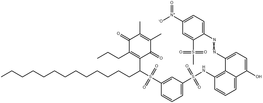 3-[[1-(4,5-dimethyl-3,6-dioxo-2-propylcyclohexa-1,4-dien-1-yl)tetradecyl]sulphonyl]-N-[5-hydroxy-8-[[2-(methylsulphonyl)-4-nitrophenyl]azo]-1-naphthyl]benzenesulphonamide Struktur
