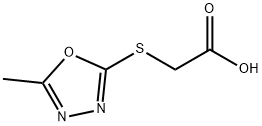 [(5-メチル-1,3,4-オキサジアゾール-2-イル)チオ]酢酸 化学構造式