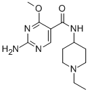2-Amino-N-(1-ethyl-4-piperidyl)-4-methoxy-5-pyrimidinecarboxamide 结构式
