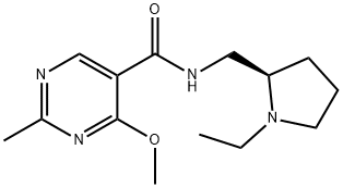 5-Pyrimidinecarboxamide, N-((1-ethyl-2-pyrrolidinyl)methyl)-4-methoxy- 2-methyl-, (R)-(+)- 结构式