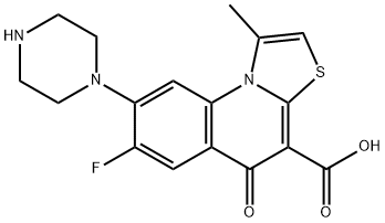 5H-Thiazolo(3,2-a)quinoline-4-carboxylic acid, 7-fluoro-1-methyl-5-oxo -8-(1-piperazinyl)-, hydrate (2:1) 结构式