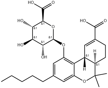(6aR,10aR)-9-Carboxy-6a,7,8,10a-tetrahydro-6,6-dimethyl-3-pentyl-6H-dibenzo[b,d]pyran-1-yl-D-Glucopyranosiduronic Acid Structure