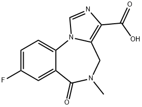 4H-咪唑并[1,5-A][1,4]苯并二氮杂环庚烷-3-甲酸, 8-氟-5,6-二氢-5-甲基-6-氧代-, 84378-44-9, 结构式