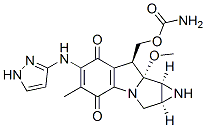 (1aS,8S,8aR,8bS)-8-[[(Aminocarbonyl)oxy]methyl]-1,1a,2,8,8a,8b-hexahydro-8a-methoxy-5-methyl-6-(1H-pyrazole-3-ylamino)azirino[2',3':3,4]pyrrolo[1,2-a]indole-4,7-dione 结构式