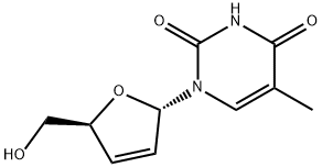 (2S-反式)-1-[2,5-二氢-5-(羟甲基)-2-呋喃基]-5-甲基-2,4(1H,3H)-嘧啶二酮, 84414-90-4, 结构式