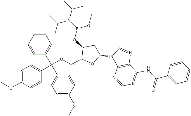 5'-O-(4,4'-DIMETHOXYTRITYL)-N6-BENZOYL-2'-DEOXYADENOSINE-3'-(METHYL-N,N-DIISOPROPYL)PHOSPHORAMIDITE 化学構造式