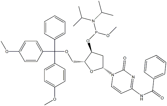 5'-DIMETHOXYTRITYL-N4-BENZOYL-2'-DEOXYCYTIDINE-3'-(METHYL-N,N-DIISOPROPYL)PHOSPHORAMIDITE Struktur