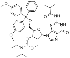 5'-O-(4,4'-DIMETHOXYTRITYL)-N2-ISOBUTYRYL-2'-DEOXYGUANOSINE-3'-(METHYL-N,N-DIISOPROPYL)PHOSPHORAMIDITE 结构式