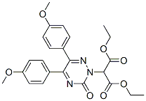 diethyl 2-[5,6-bis(4-methoxyphenyl)-3-oxo-1,2,4-triazin-2-yl]propanedi oate 结构式