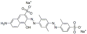 7-アミノ-3-[[2,5-ジメチル-4-[[2-メチル-4-(ソジオオキシスルホニル)フェニル]アゾ]フェニル]アゾ]-4-ヒドロキシ-2-ナフタレンスルホン酸ナトリウム 化学構造式