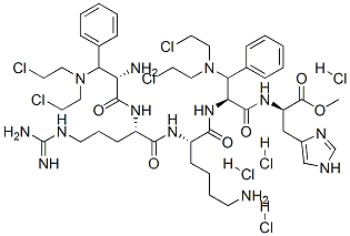 methyl N-[3-[bis(2-chloroethyl)amino]-N-[N2-[N2-[3-[bis(2-chloroethyl)amino]-3-phenyl-L-alanyl]-L-arginyl]-L-lysyl]-3-phenyl-L-alanyl]-L-histidinate tetrahydrochloride 结构式
