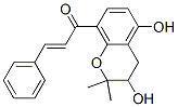 (E)-1-(3,4-ジヒドロ-3,5-ジヒドロキシ-2,2-ジメチル-2H-1-ベンゾピラン-8-イル)-3-フェニル-2-プロペン-1-オン 化学構造式