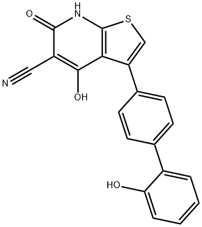 4-羟基-3-(2'-羟基-1,1'-联苯-4-基)-6-氧代-6,7-二氢噻吩并[2,3-B]吡啶-5-甲腈,844499-71-4,结构式