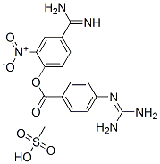 (4-carbamimidoyl-2-nitro-phenyl) 4-(diaminomethylideneamino)benzoate, methanesulfonic acid Structure