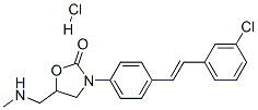 3-[4-[(E)-2-(3-chlorophenyl)ethenyl]phenyl]-5-(methylaminomethyl)oxazo lidin-2-one hydrochloride Struktur