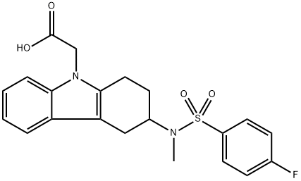 3-[[(4-氟苯基)磺酰基]甲基氨基]-1,2,3,4-四氢-9H-咔唑-9-乙酸,844639-57-2,结构式