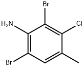2,6-ジブロモ-3-クロロ-p-トルイジン 化学構造式