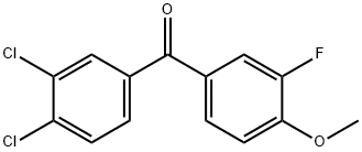 3,4-ジクロロ-3'-フルオロ-4'-メトキシベンゾフェノン 化学構造式