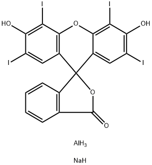 2-(3,6-dihydroxy-2,4,5,7-tetraiodoxanthen-9-yl)benzoic acid, aluminium sodium salt 结构式