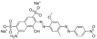 6-アミノ-4-ヒドロキシ-3-[[2-メトキシ-5-メチル-4-[(4-ニトロフェニル)アゾ]フェニル]アゾ]-2,7-ナフタレンジスルホン酸ジナトリウム 化学構造式