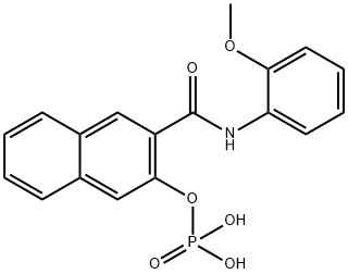 N-(2-メトキシフェニル)-3-(ホスホノオキシ)-2-ナフタレンカルボアミド 化学構造式