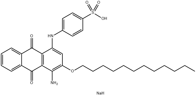 4-[[[4-アミノ-3-(ドデシルオキシ)-9,10-ジヒドロ-9,10-ジオキソアントラセン]-1-イル]アミノ]ベンゼンスルホン酸ナトリウム 化学構造式