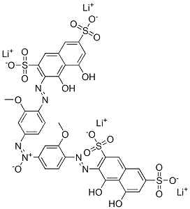 tetralithium 3,3'-[azoxybis[(2-methoxy-4,1-phenylene)azo]]bis[4,5-dihydroxynaphthalene-2,7-disulphonate] 结构式
