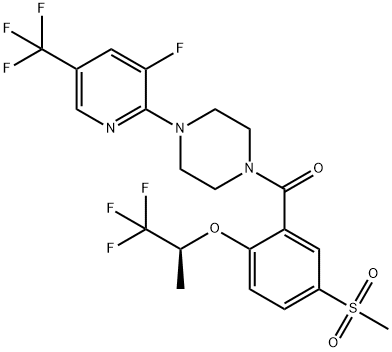 [4-(3-Fluoro-5-trifluoromethylpyridin-2-yl)piperazin-1-yl][5-Methylsulfonyl-2-[((S)-2,2,2-trifluoro-1-methylethyl)oxy]phenyl]methanone Structure