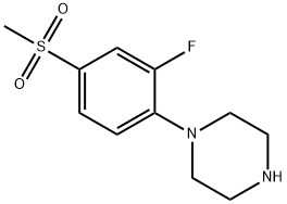 1-[2-フルオロ-4-(メチルスルホニル)フェニル]ピペラジン 化学構造式