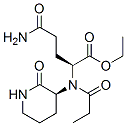 L-Glutamine, N-(2-oxo-3-piperidinyl)-N2-(1-oxopropyl)-, ethyl ester, ( S)- Struktur