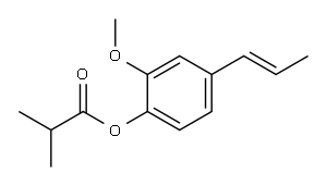 2-メチルプロパン酸2-メトキシ-4-[(E)-1-プロペニル]フェニル 化学構造式