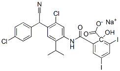 sodium N-[5-chloro-4-[(4-chlorophenyl)cyanomethyl]-2-isopropylphenyl]-2-hydroxy-3,5-diiodobenzamidate Struktur