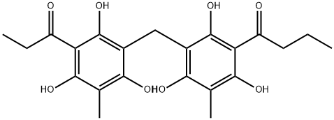 1-[2,4,6-Trihydroxy-3-methyl-5-[[2,4,6-trihydroxy-3-methyl-5-(1-oxopropyl)phenyl]methyl]phenyl]-1-butanone 结构式