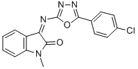 1-Methyl-3-(5-(p-chlorphenyl)-1,3,4-oxadiazol-2-ylimino)indolin-2-one Structure