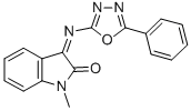 1-Methyl-3-(5-phenyl-1,3,4-oxadiazol-2-ylimino)indolin-2-one 结构式